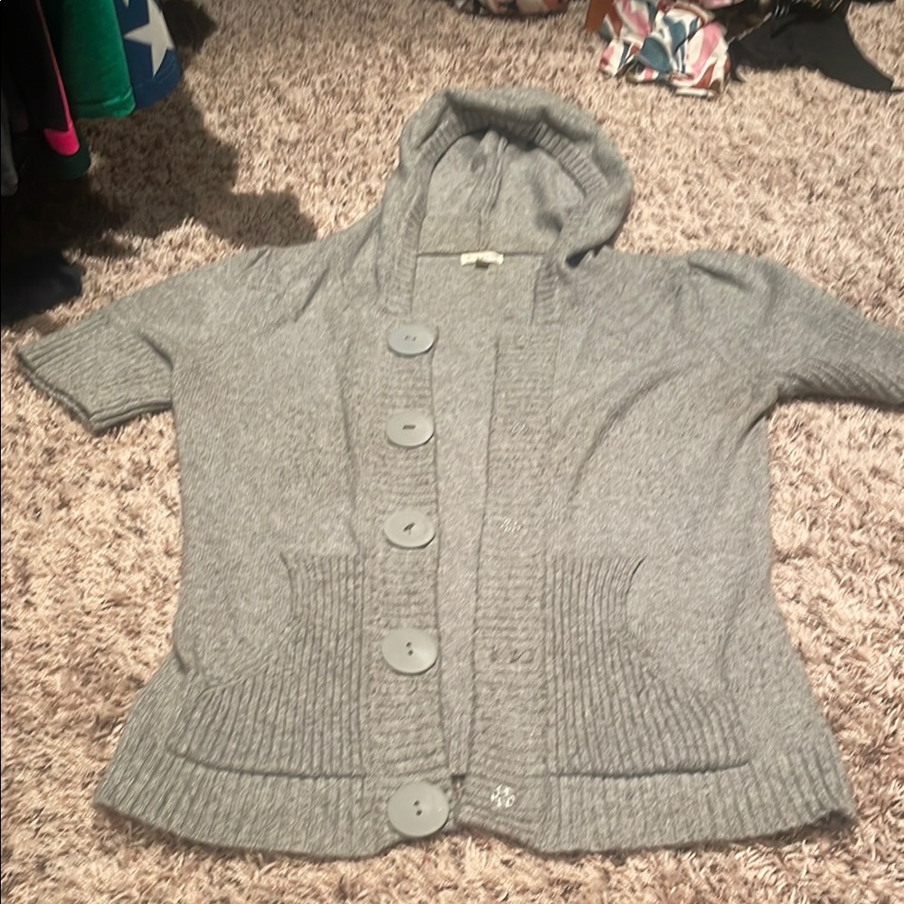 Maurices Gray Cardigan Sweater Ribbed Knit